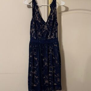 Elegant Navy Lace Dress